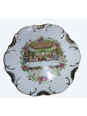 The Last Supper Decorative Plate 18K Gold Colored Trim Mid State Products